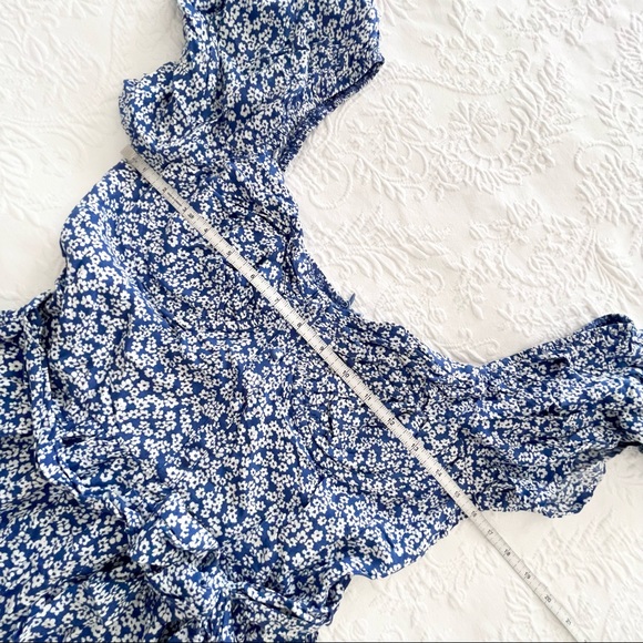 NWOT Lulus Sweet Sensation Blue Floral Print Short Sleeve Romper Small - Picture 9 of 11